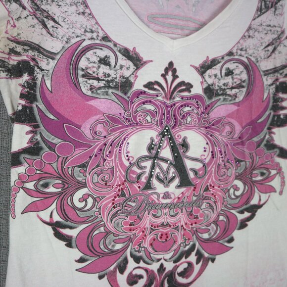 Angels and Diamonds Made in USA Y2K Pink Wings Grunge Shirt Womens Large - Picture 4 of 7